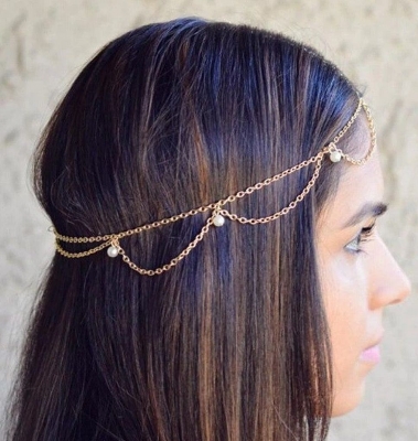 Picture of Pearl Tikli Hair Accessories For Girls And Women Wearing At Wedding Occasion Party Dating Tenoor Special - Multi