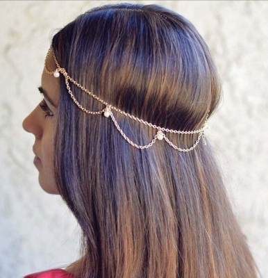 Picture of Pearl Tikli Hair Accessories For Girls And Women Wearing At Wedding Occasion Party Dating Tenoor Special - Multi