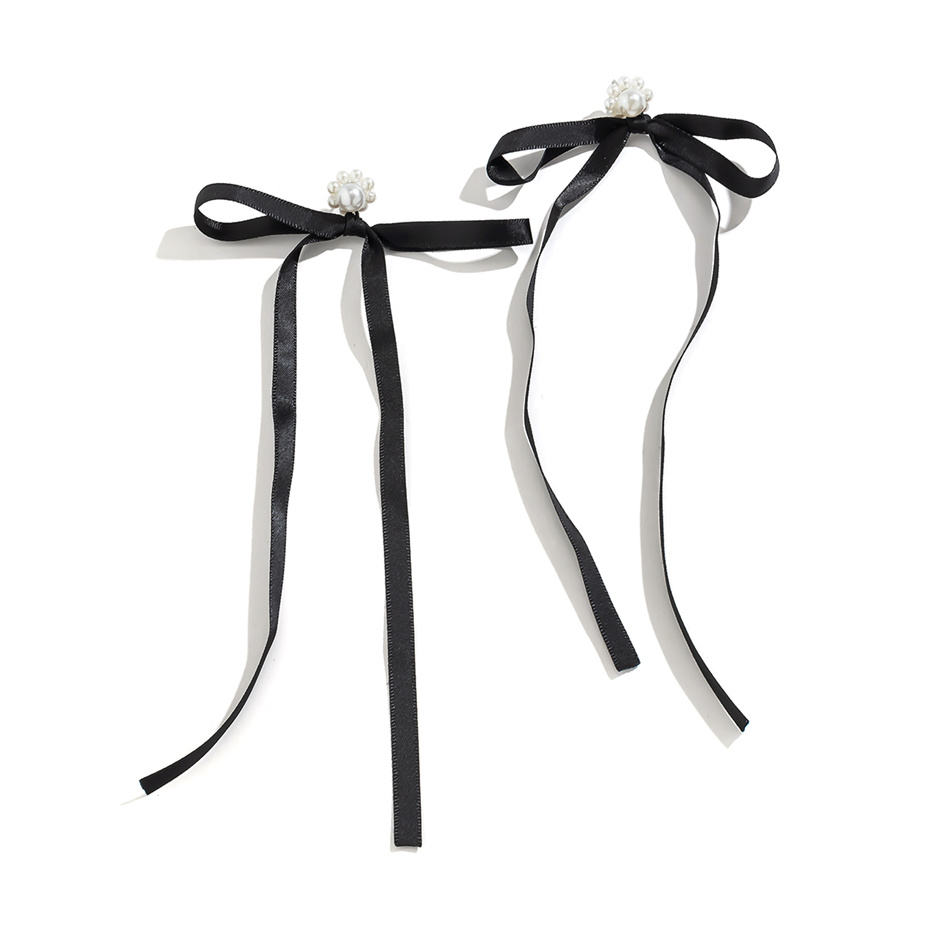 Picture of Korean Elegant Ribbon Bow Drop Earrings Fashion Charm Imitation Pearl Earrings Women's Romantic Wedding Party Jewelry Tenoor Special - Multi