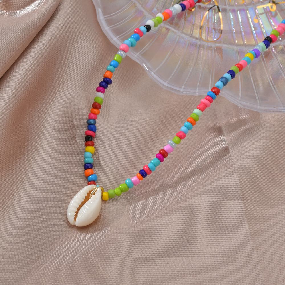 Picture of Pearl Multi Colour Beads Necklace Simple Necklace Kori/Cowrie Necklace For Girls And Women Wear At School College Office Wedding Party - Multi
