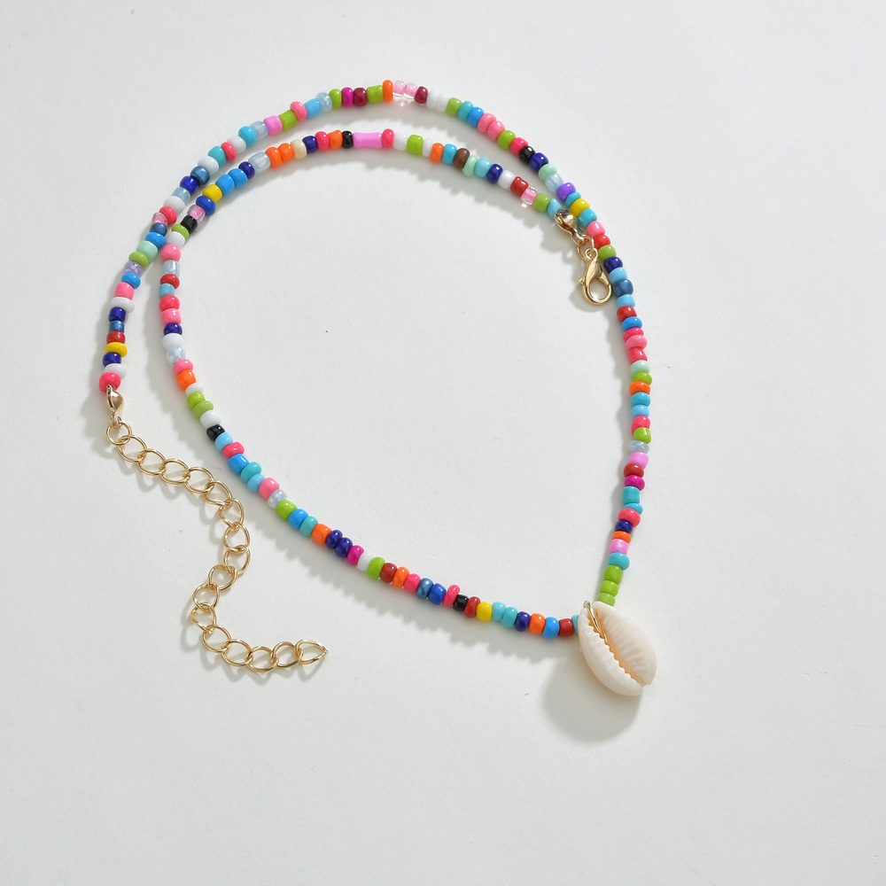 Picture of Pearl Multi Colour Beads Necklace Simple Necklace Kori/Cowrie Necklace For Girls And Women Wear At School College Office Wedding Party - Multi