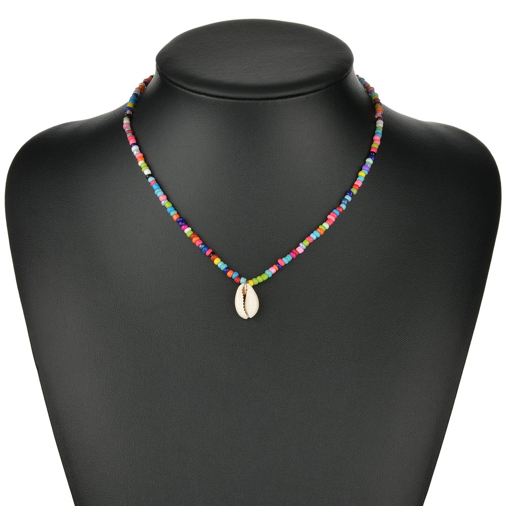 Picture of Pearl Multi Colour Beads Necklace Simple Necklace Kori/Cowrie Necklace For Girls And Women Wear At School College Office Wedding Party - Multi