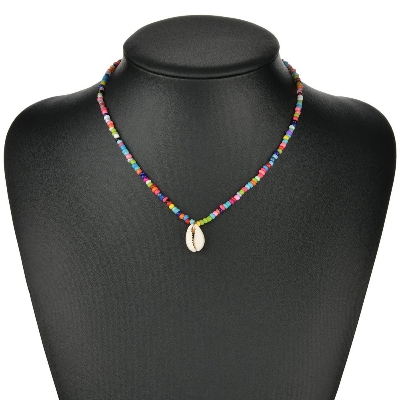 Picture of Pearl Multi Colour Beads Necklace Simple Necklace Kori/Cowrie Necklace For Girls And Women Wear At School College Office Wedding Party - Multi
