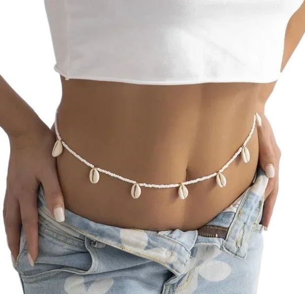 Picture of Summer White Belly Chain Body Chain Beach Shell Waist Chain - Multi
