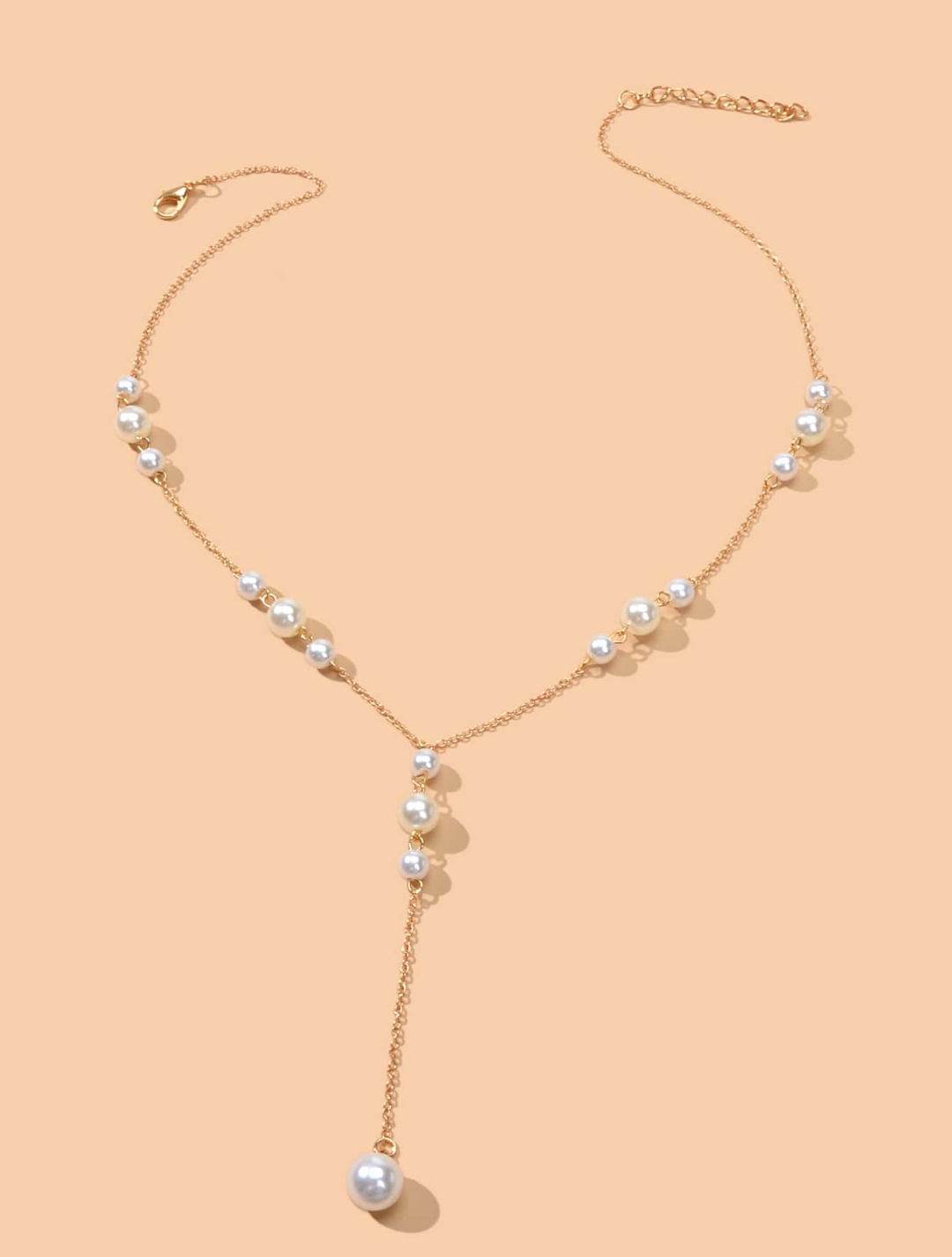 Picture of Faux Pearl Charm Y Lariat Necklace Tenoor Special - Multi