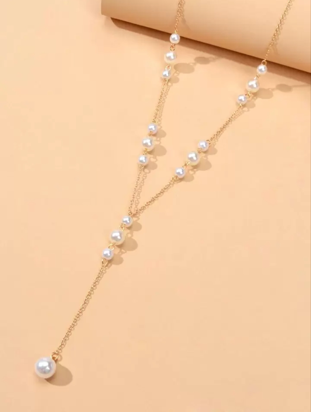 Picture of Faux Pearl Charm Y Lariat Necklace Tenoor Special - Multi