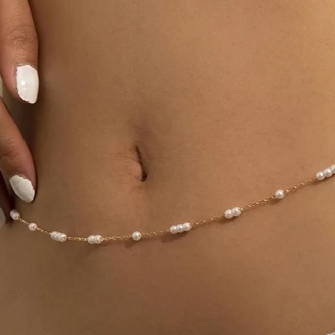 Picture of Pearl Belly Chain Waist Chain  for Women Girl Sequin Belly Chain Bikini Body Jewelry Party Dress Beach Accessories - Multi