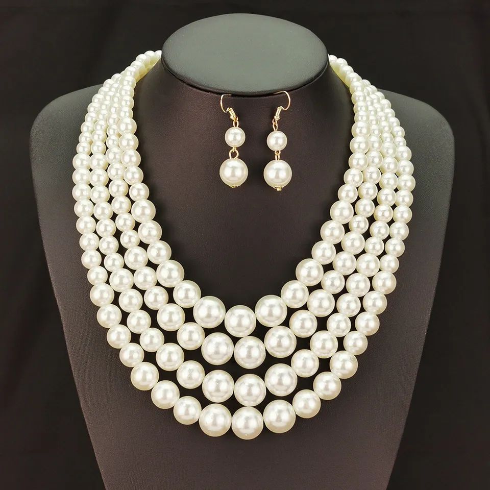 Picture of Multi Layer 6mm 8mm 10mm 12mm Multi Size Pearl Necklace Women Elegent Necklace Tenoor Special - Multi