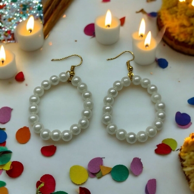 Picture of 2 inch Round 6mm Pearl Earrings For Women Fashion Party Drop Earrings Tenoor Special - Multi