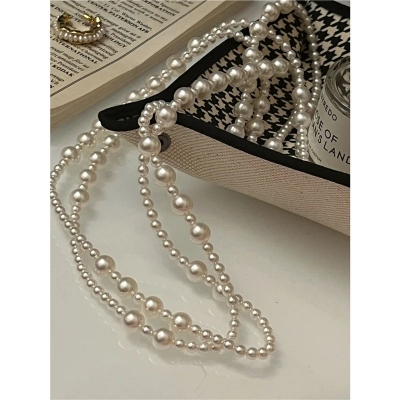 Picture of Pearl Long Necklace For Girls And Women Wearing at Party Dating Wedding Travelling Occasions Tenoor Special - Multi