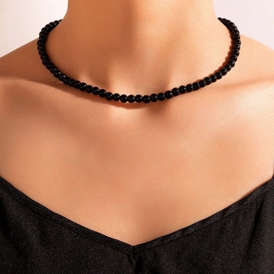 Picture of Pearl Black Necklace for Women and Girls to Wear to Weddings, Beachfront Vacations, Parties, Traveling, and Tenoor Special - Multi