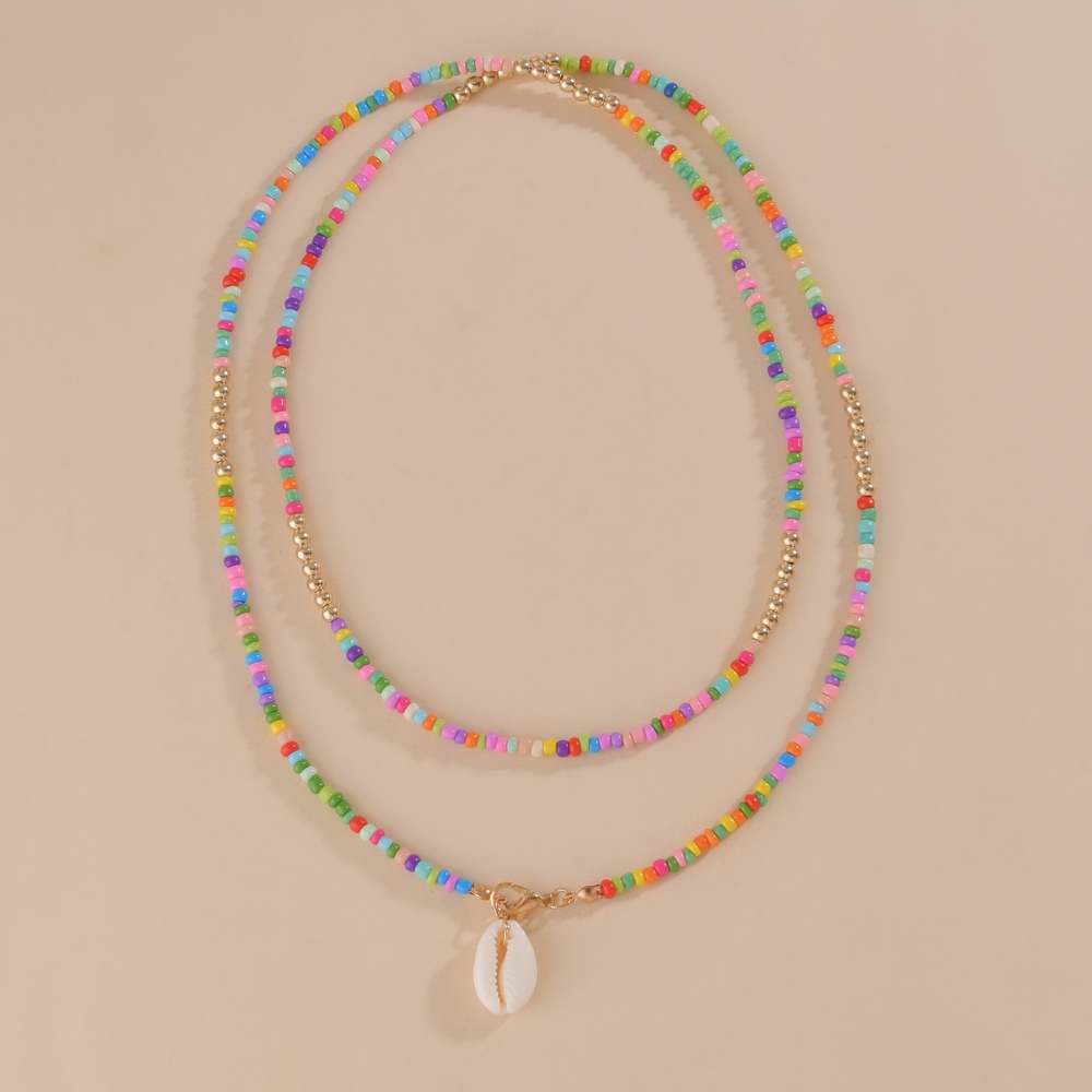 Picture of Multicolor Long Pearl Necklace With a Cowrie New Trendy Simple Classic Necklace For Girls And Women wear At School College Office Party - Multi