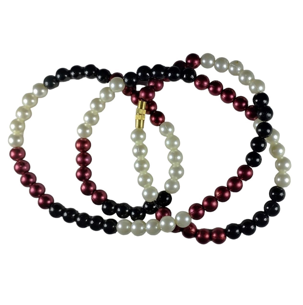 Picture of Multicolor Pearl Simple Design Garland With Thread Lock Rose Red Off White Black Pearl Combination Tenoor Tenoor Special - Multi