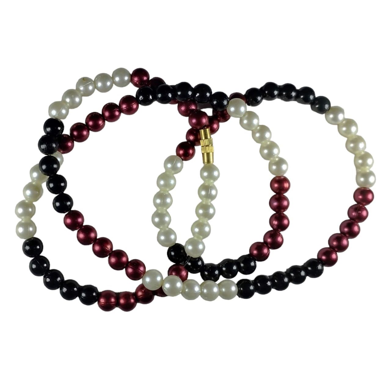 Picture of Multicolor Pearl Simple Design Garland With Thread Lock Rose Red Off White Black Pearl Combination Tenoor Tenoor Special - Multi