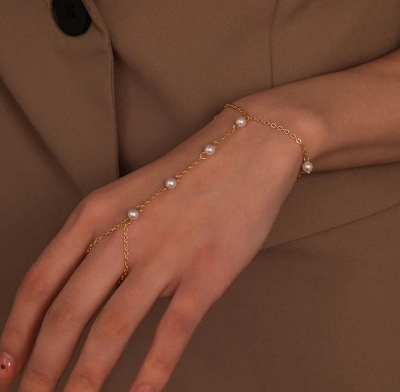 Picture of Pearl Finger Ring For Girls And Women Wearing At Wedding Occasion Dating Party - Multi