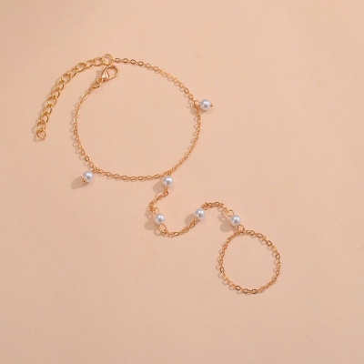 Picture of Pearl Finger Ring For Girls And Women Wearing At Wedding Occasion Dating Party - Multi