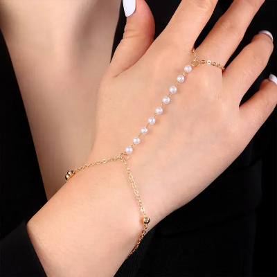 Picture of Pearl Finger Ring Bracelet For Girls And Women Tenoor Special - Multi