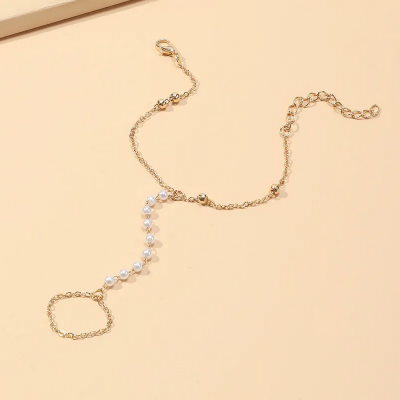 Picture of Pearl Finger Ring Bracelet For Girls And Women Tenoor Special - Multi