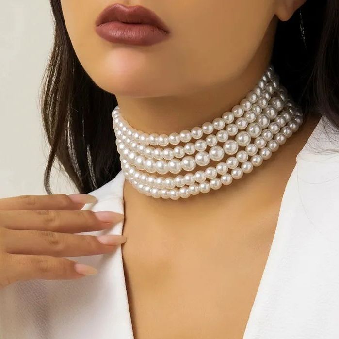 Picture of 5 Layer Pearl Necklace Vintage French Small Anti-pearl Necklaces for Women New Necklace 2023 Fashion Jewelry collars Tenoor - Multi