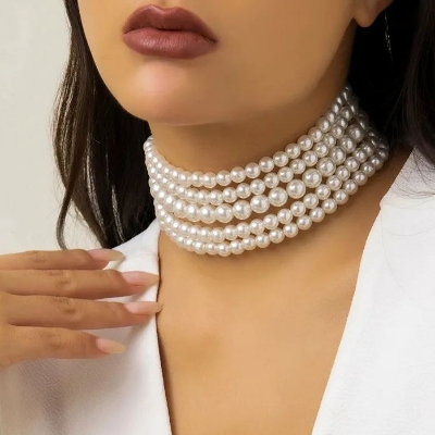Picture of 5 Layer Pearl Necklace Vintage French Small Anti-pearl Necklaces for Women New Necklace 2023 Fashion Jewelry collars Tenoor - Multi
