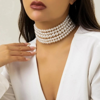 Picture of 5 Layer Pearl Necklace Vintage French Small Anti-pearl Necklaces for Women New Necklace 2023 Fashion Jewelry collars Tenoor - Multi