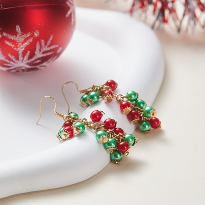 Picture of Jingle Bells Pearl Mini Beads Color Earrings for Fashion Lady Drop Earrings Women Wedding Tenoor Special - Multi