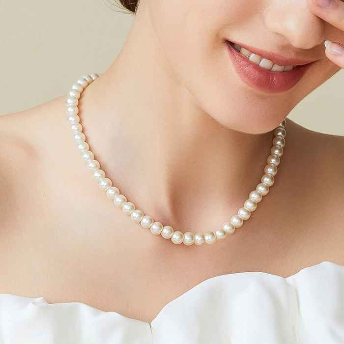 Picture of 6 mm Off Whilte 18 inch  Simple Mala Garland Women Fashion - Multi