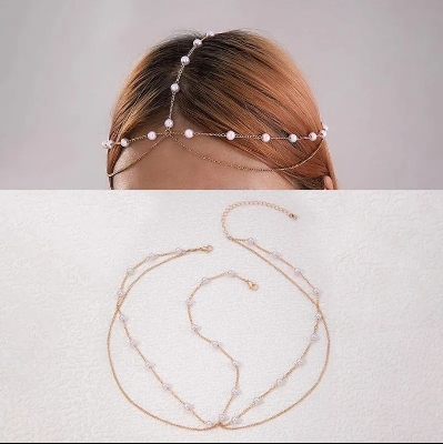 Picture of Pearl Tikli Hair Accessories For Girls And Women Wearing At Wedding Occasion Party Dating Tenoor Special - Multi