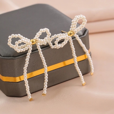 Picture of 2 Pcs Pearl Beautiful Elegant Drop Earrings Beatify Lady Trendy Jewellery - Multi