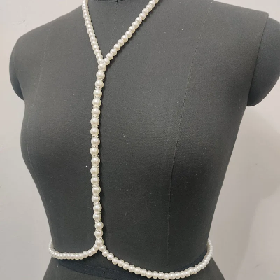 Picture of Spring White Pearl Body Chain Harness Chain Street Stylish Belly Accessory For Hot Women Body Jewelry For Visible T-shirt Tenoor Special - Multi