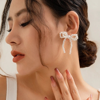 Picture of 2 Pcs Pearl Beautiful Elegant Drop Earrings Beatify Lady Trendy Jewellery - Multi