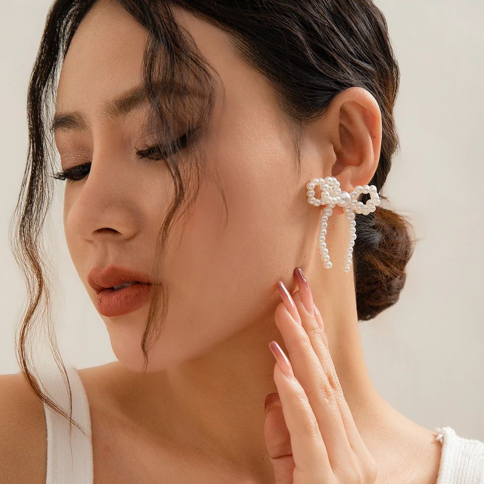 Picture of 2 Pcs Pearl Beautiful Elegant Drop Earrings Beatify Lady Trendy Jewellery - Multi