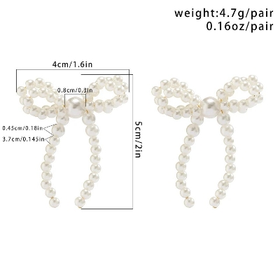 Picture of 2 Pcs Pearl Beautiful Elegant Drop Earrings Beatify Lady Trendy Jewellery - Multi