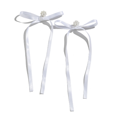 Picture of Salircon Korean Elegant White Ribbon Drop Earrings Fashion Charm Imitation Pearl Earrings Women's Romantic Wedding Party Jewelry Tenoor Special - Multi