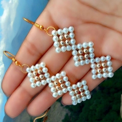 Picture of Pearl Mini Beads Color Earrings for Fashion Lady Drop Earrings Women Wedding - Multi