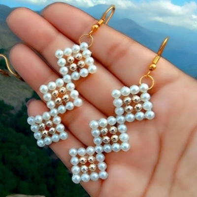 Picture of Pearl Mini Beads Color Earrings for Fashion Lady Drop Earrings Women Wedding - Multi