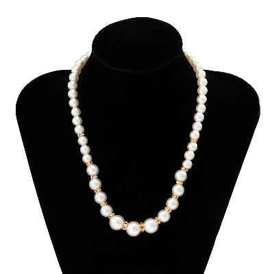 Picture of Simple Pearl jewelry Diamond Stone Ornaments Necklace For Girls And Women Wearing At school College Office  Party Dating Wedding Tenoor Special - Multi