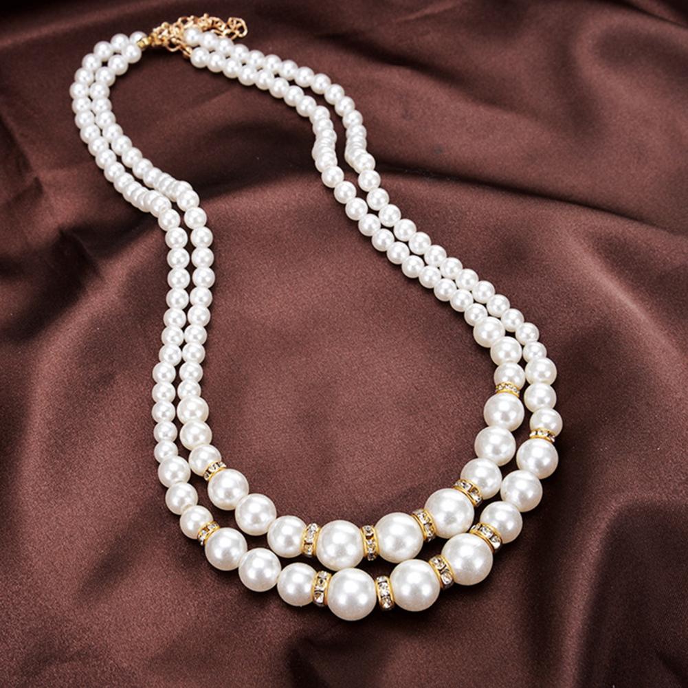 Picture of 2 Layer Pearl Necklace Stone with Off White Pearl Tenoor Special - Multi