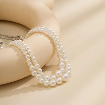 Picture of Choice and Remark -2 Layer Pearl Necklace Off White Tenoor - Multi