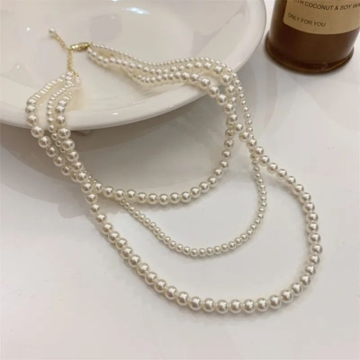 Picture of Pearl Multi Layer Necklace For Girls And Women Wearing at Party Dating Wedding Travelling Occasions Tenoor Special - Multi