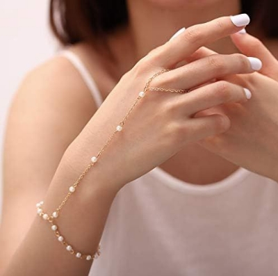 Picture of Bomine Crystal Finger Bracelets Ring Hand Chain Beach Slave Bracelet Jewelry for Women Tenoor Special - Multi