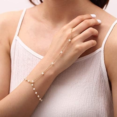Picture of Bomine Crystal Finger Bracelets Ring Hand Chain Beach Slave Bracelet Jewelry for Women Tenoor Special - Multi