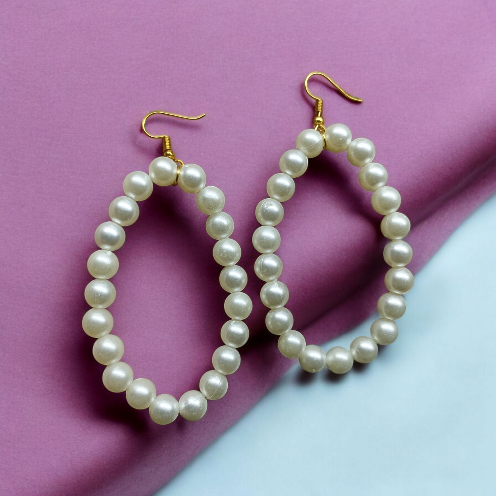 Picture of 3 inch Oval Shape 6mm Pearl Earrings For Women Fashion Party Drop Earrings Tenoor Special - Multi