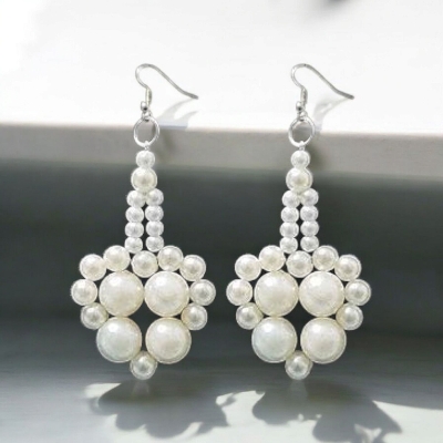 Picture of 1 Pair Pearl Earrings For Elegance Fashion Jewellery Women Party Dating Wedding Tenoor Special - Multi