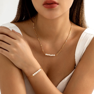 Picture of 2  in 1 Combo Pearl Necklace Jewelry Set Tenoor Special - Multi