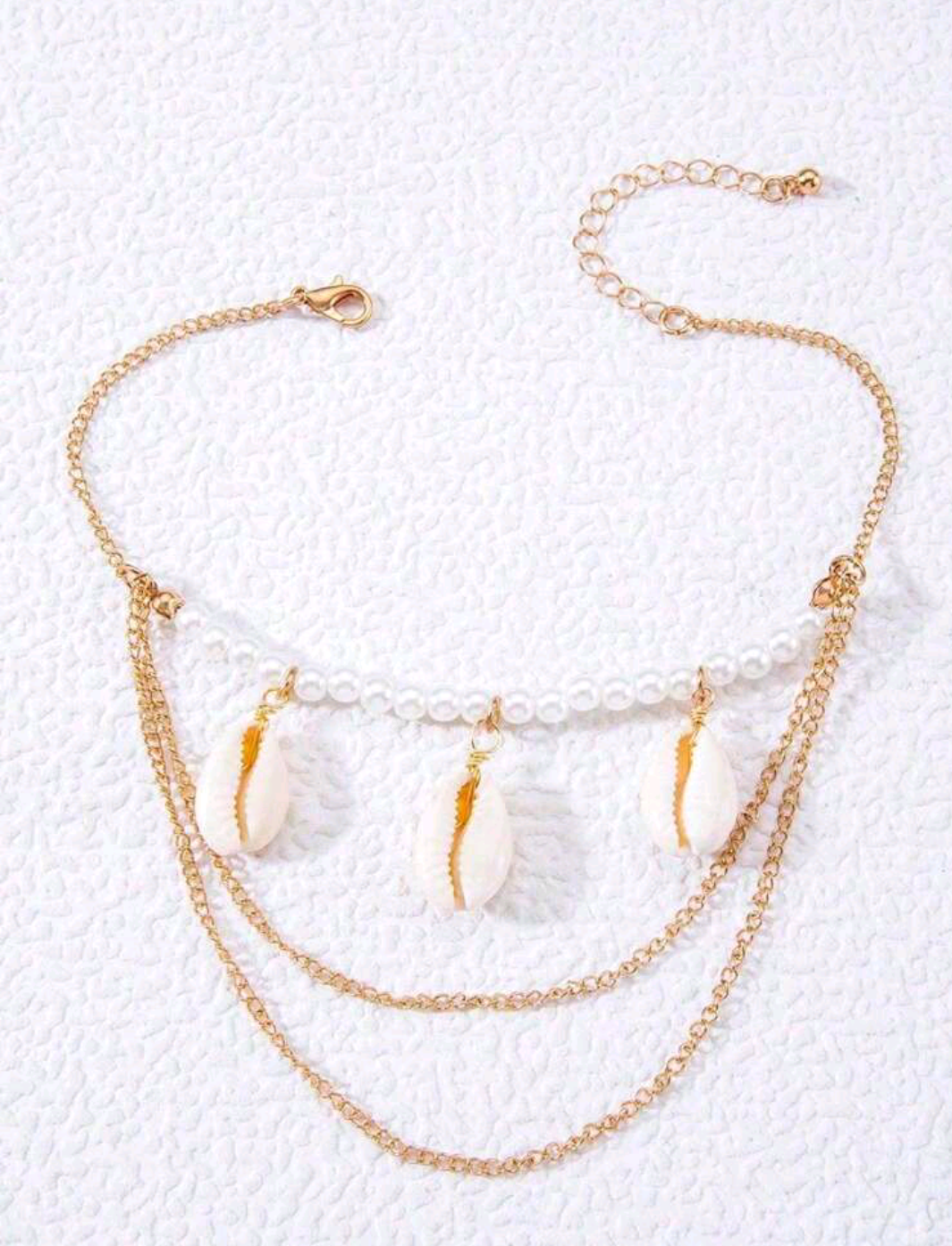 Picture of 1pc Beach Shell Multilayer Alloy Chain Necklace With Mixed Pearl, Shell, Eye & Starfish Pendants - Multicolor