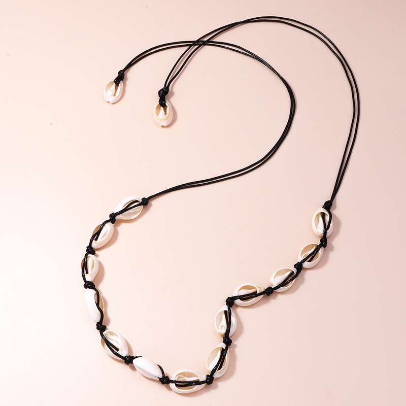 Picture of New Black Rope Chain Natural Sea Conch Shell Waist Chain for Women Summer Beach Belt Waist Chain Body Jewelry Gifts - White