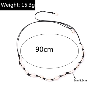 Picture of New Black Rope Chain Natural Sea Conch Shell Waist Chain for Women Summer Beach Belt Waist Chain Body Jewelry Gifts - White