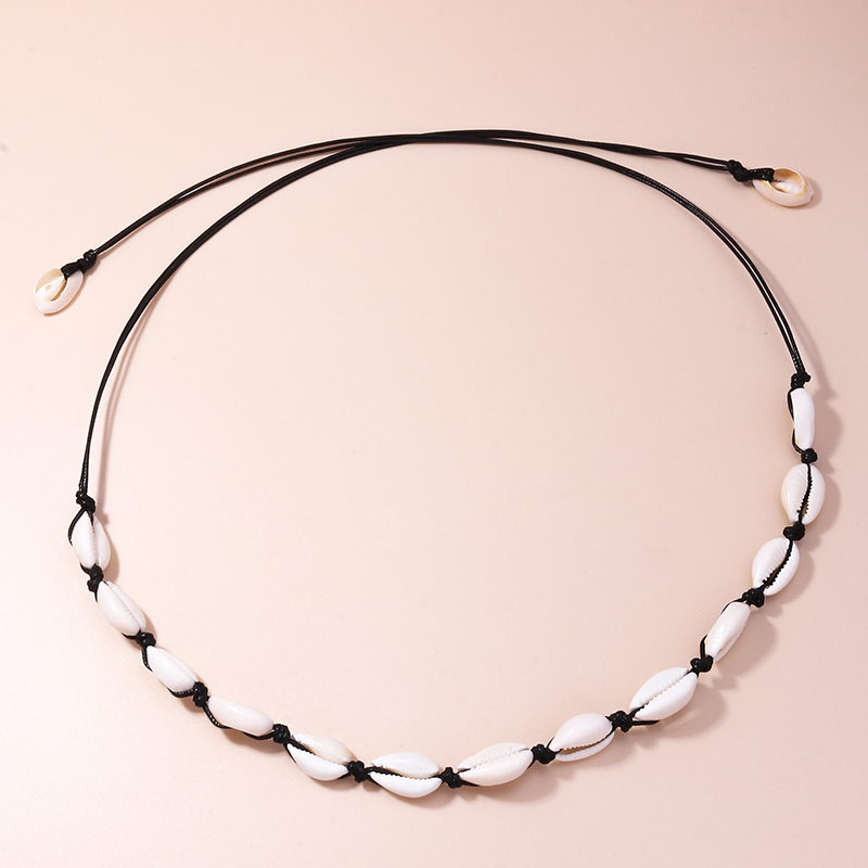 Picture of New Black Rope Chain Natural Sea Conch Shell Waist Chain for Women Summer Beach Belt Waist Chain Body Jewelry Gifts - White
