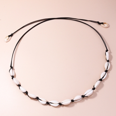Picture of New Black Rope Chain Natural Sea Conch Shell Waist Chain for Women Summer Beach Belt Waist Chain Body Jewelry Gifts - White